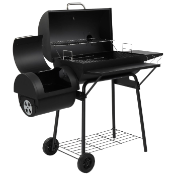 Barbecue Charcoal Grill Offset Smoker Industrial Wheels