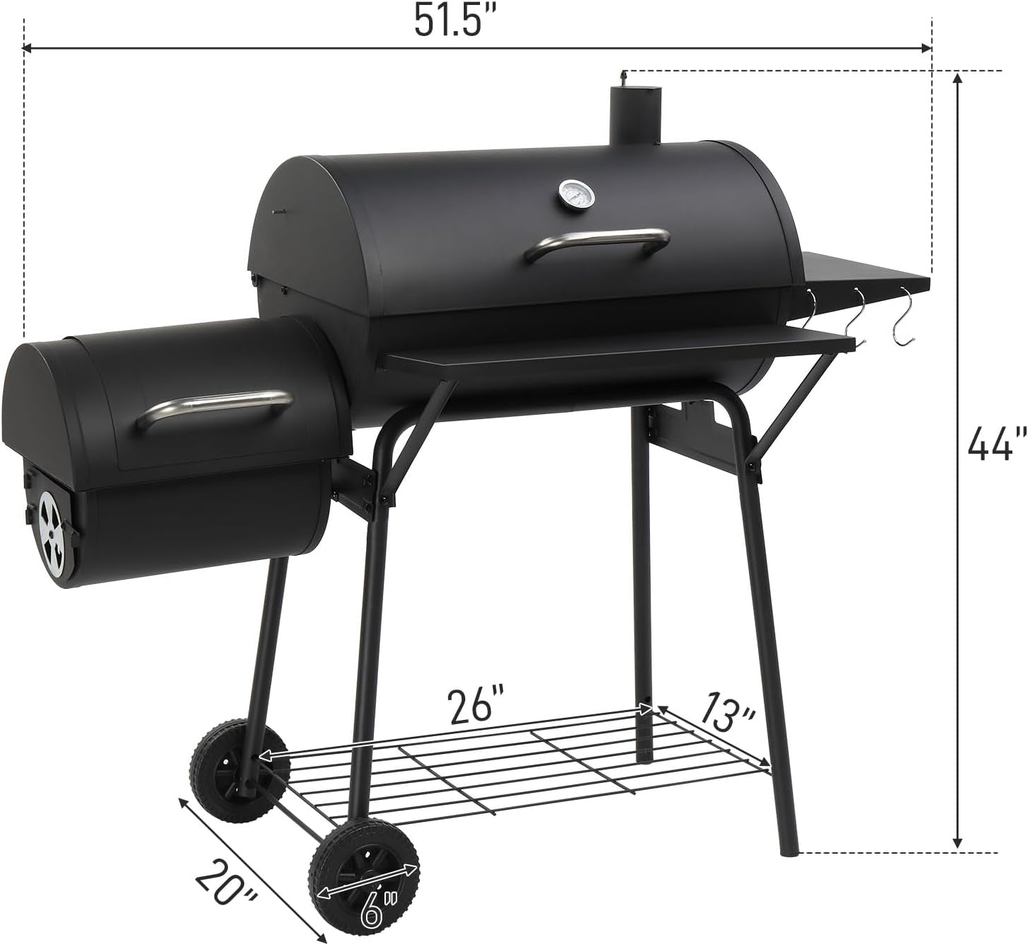 Barbecue Charcoal Grill Offset Smoker Industrial Wheels